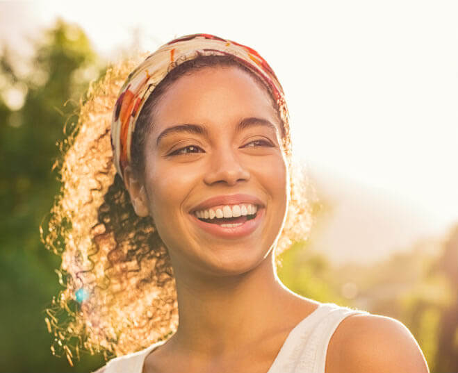 la mesa dentist patient model wearing hairband smiling in the sun